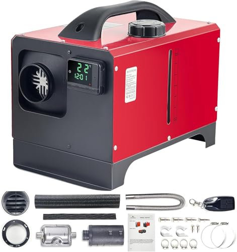 Calentador diésel, todo en uno, tanque de combustible de 5 l/1,3 galones, calentador de estacionamiento de 8 kW con control remoto y control LED, calentamiento rápido, calentador de aire diésel mult