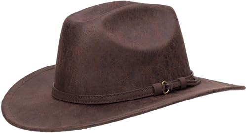 SCIPPIS Ironwood – Westernhut in hochwertiger Lederoptik | Robuster Outdoorhut | Formstabil & stilvoll | Für Damen & Herren (DE/NL/SE/PL, Alphanumerisch, S, M, Braun)