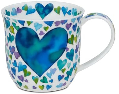 Dunoon Becher Cumbrae Big Love blau 450 ml Bone China Kaffeetasse 102mm Teetasse 0,45l - Hochwertige Porzellantasse Elegantes modernes Design Spülmaschinenfest Geschenk