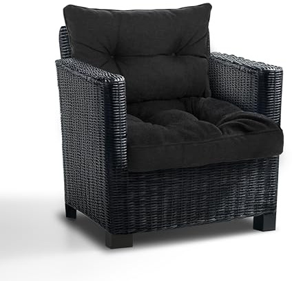 Best Wool Lounge Kissen für Rattan Gartenmöbel Set - Loungekissen für Stuhl - Hochwertiges Polypropylen - Inkl. Sitzkissen 60x60 + Rückenlehne 60x40