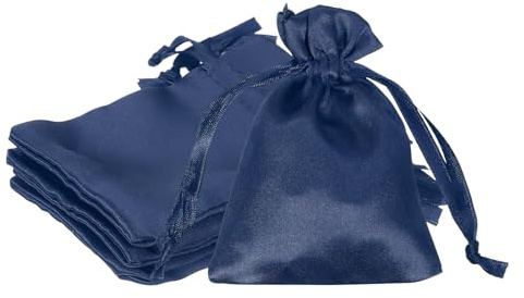 PATIKIL 6 Stück 3 x 4 Zoll Satin Beutel Mit Zugband Schwarz/Silber | Seidenbeutel Geschenkbeutel Hochzeitsbeutel, Für Schmuck Süßigkeiten Weihnachten Party Abschluss Geburtstag Ostern