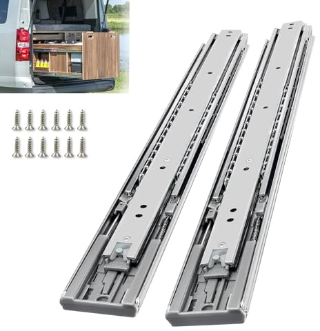 VITERLYNX Softclose Schwerlastauszug 90 kg Tragkraft 1 Paar Schubladenschienen Vollauszug 250 400 500 mm Schubladenauszug Schienen für Schubladen Mit Schrauben -51mm Softclose 18 (457mm)