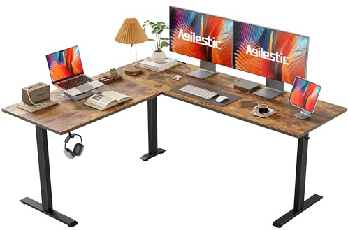 Agilestic Bureau d'angle électrique réglable en Hauteur 150 x 125 cm