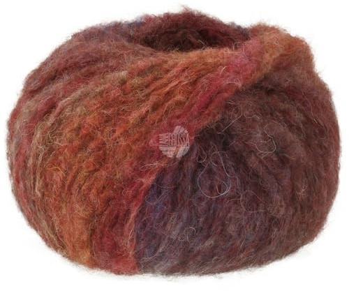 LANA GROSSA Gigante Multi | Voluminöses Alpakagarn mit Effektstruktur im farbenfrohen Ringelmix | Handstrickgarn aus 70% Alpaka (Fein) & 30% Polyamid | 50g Wolle, Stricken & Häkeln | 150m Garn FB-103