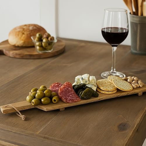 URBN-CHEF Large Mango Wood Chopping Cutting Board – Rustic Cheese Meat Serving Paddle with Rope Handle – Durable Wooden Kitchen Tray for Charcuterie, Food Prep, Entertaining, and Home Décor Use