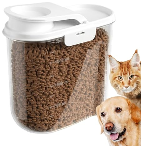 Conteneur de Stockage pour Nourriture pour Chien,Boîte Hermétique De Stockage Pour Croquettes Chien | Bac Organisateur 2L Avec Couvercle Pour Garde-Manger Snacks Friandises Pour Chat Riz Céréales
