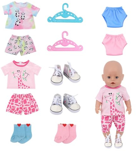 2 Set Di Vestiti Per Bambola, 2 Appendini, 2 Paia Di Scarpe, 2 Pannelli, 2 Paia Di Calze, Vestiti Di Bambola 43 Cm