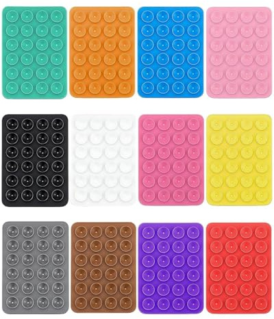 HUVZOR 12 Stück Silikon Handy Saugnapf Halterung, Freihändig Sticky Silikon Saugnapf Handyhülle für Selfies & Videos, Saugnäpfe Handyhalter für Alle Handy Modelle