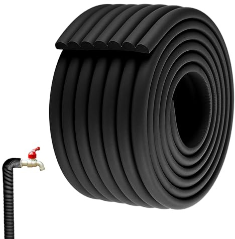 Isolamento dei tubi per esterni, 8 cm x 5 m, materiale isolante per tubi autoadesivo, tubo isolante flessibile per la protezione antigelo delle tubazioni in inverno (nero)