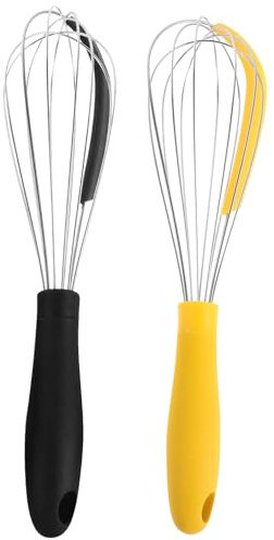 TOKIDNY Batidor Manual de Acero Inoxidable 2 Piezas Batidor de Huevos para Hornear y Amasar Mezcla Homogénea Diseño Ergonómico Utensilio de Cocina para Repostería y Preparación Casera