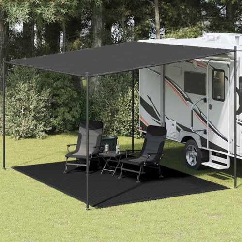 Tältmatta 300 x 400 cm svart, andningsbar utomhusmatta av HDPE för tält, husvagnsmarkis terrass, väderbeständig och robust