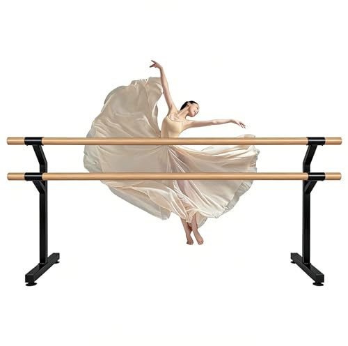 COUCHO Ballettstange aus Holz, freistehende Ballettstange, robuste Ballettstange mit Fester Höhe aus Holz, Ballettstange für Zuhause und Studio, für Tanz, Dehnübungen, Tanzen/Dehnen