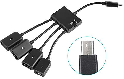 LUCKDANO Micro USB HUB Micro USB HUB OTG Câble Hôte de Charge – Adaptateur ABS Durable avec Interrupteur pour Un Transfert de Données et Une Alimentation Faciles
