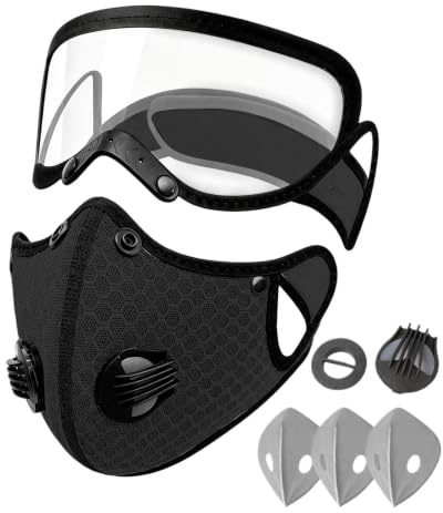 Masque anti-poussière pour travaux de ponçage - Filtre à charbon - Protection du visage avec réglable | Masque anti-poussière pour tonte de pelouse, extérieur, arrière-cour, meulage, travail du bois, industrie