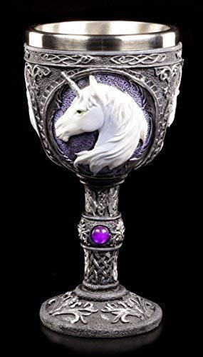 Figuren Shop GmbH Cáliz con Unicornio Púrpura - Unicornio Elixir Fantasy Copa de Vino