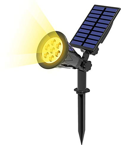 T-SUN Solarlampen für Außen Garten 7 LED Solarleuchten 2-in-1 Solar Strahler Outdoor Wandleuchte Warmes Weiß 2700K 2 Beleuchtungsmodi Auto-ON/OFF Sicherheitsbeleuchtung für Hof Rasen Wege Auffahrt