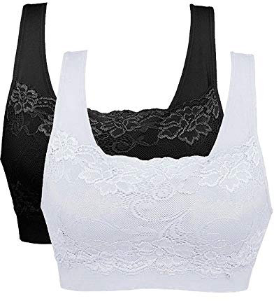 Litthing Women Sports Bra Seamless Comfortable Soft Breathable Ladies Lace Bras Removable Padded Tops Push up Underwear Packs for Yoga Fitness Exercise