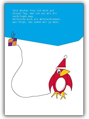 Kartenkaufrausch 16 Weihnachtskarten Fröhliche, weihnachtliche Glückwunschkarte mit Pinguin in Nikolaus Mütze • Grußkarten Set mit Umschlag zum Fest der Liebe für Familie und Freunde