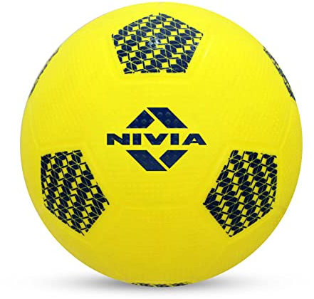 Nivia Home Play Football | PVC-boll utan blåsa | Varaktig lufthållning | Fotboll för inomhusbruk | för åldersgrupp under 12 år (storlek - 3, gul/blå)