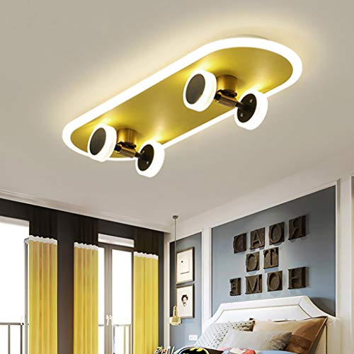 LED Skateboard Plafoniera Golden Nursery Cartoon Lampada Da Soffitto Boy Girls Illuminazione Per Interni Moderno Acrilico Lampadario Bambino Camera Letto Soggiorno Asilo Luci Pendenti Ciondolo