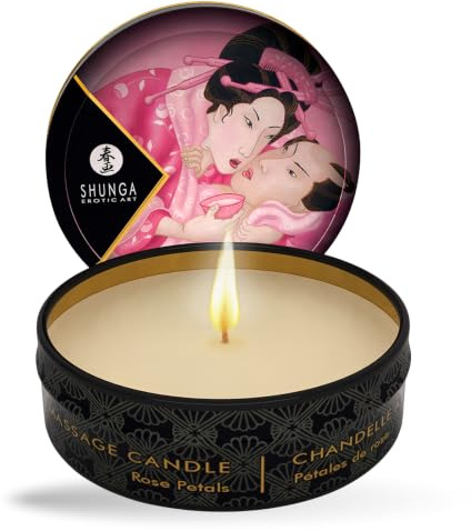 Massagekerze mit Aroma Rose Petrals Massage 30g Duft Kerze für Paare aus Wachs Paarmassagen