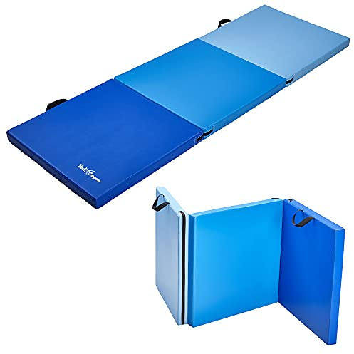 Bad Company Weichbodenmatte 3-fach faltbar I Klappbare Trainingsmatte 180 x 60 x 5 cm aus Schaumstoff mit Tragegriffen (Blau)