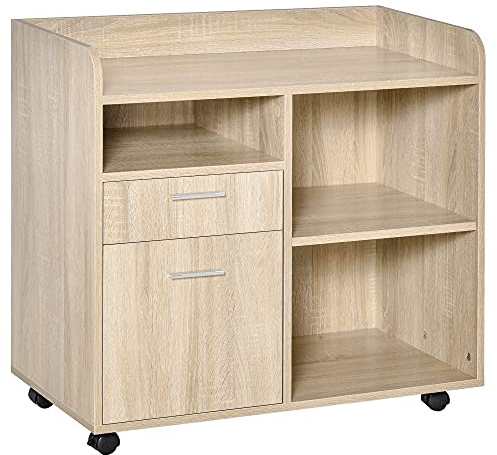 Vinsetto Mobile Porta Stampante Mobile Ufficio 4 Ruote 80x40x72cm Rovere