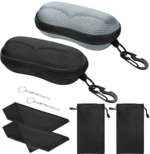 MoKo Brillenetui, Universal Halbhart Brillen Case mit Metallhaken Mini Schraubendreher Tragbare Kratzfeste Brillenorganizer