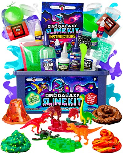 Original Stationery Dino Galaxy Slime Set für Jungen, Lustiges im Dunkeln Leuchtendes Schleim Set mit Dino-Spielzeugen und Tollem Zubehör, Zum Selbermachen, Geburtstagsgeschenk