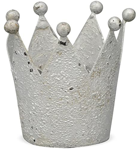 matches21 Krone Dekoaufsteller Windlicht Dekokrone Aufsteller Silberdeko Wohndekoration Metall silber 1 Stk Ø 8x8 cm