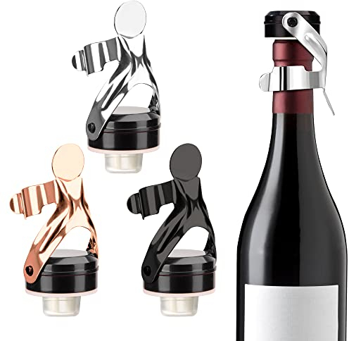 Flaschenverschlüsse Sektverschluss mit Hebel Weinflaschenverschluss für Champagner Weinsammlung 3 Stück Silber Roségold Schwarz