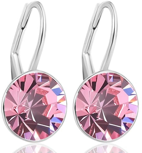 Ohrringe für Damen 925 Sterling Silber Hellrosa Kristall Klappverschluss NOBEL SCHMUCK