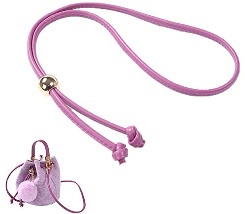 SHTGOI Ledertasche Kordelzug 120 cm Ledertaschen-Zugschnur mit Perlenhalter Verstellbarer Tragetaschengurt Kordelzug Tasche Zubehör für Eimertasche Schultertasche Handtaschen Lila
