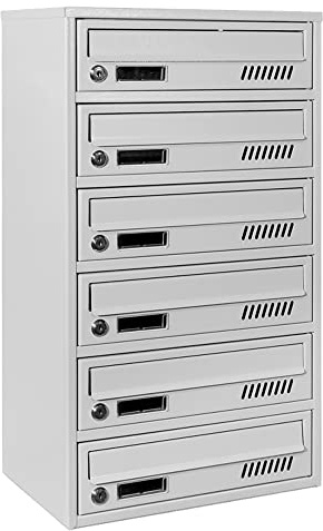 Cassette Postale Condominiale GLM 6 RAL 7035 grigio 25 cm profondita | grigia RAL 7035, 2 chiavi, formato A4, profondita 25 cm, 6 scomparti, installazione interna, aperatura 33 x 2 cm
