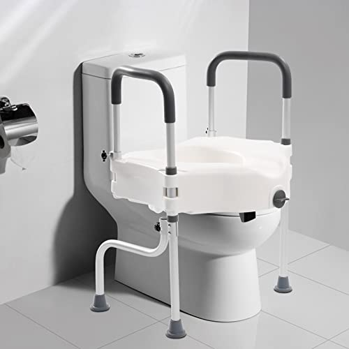 Rehausseur de WC avec accoudoirs, rehausseur de WC pour personnes âgées, hauteur réglable, siège de toilette surélevé, 11 cm, rehausseur WC adulte
