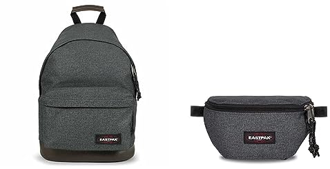 EASTPAK WYOMING Rucksack, 40 cm, 24 L, Black Denim (Grau) & Springer Gürteltasche, 23 cm, 2 L, Black Denim (Grau)