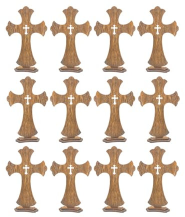 30,5 cm 12 Stück braune Holzkreuze gebranntes Holzkreuz Tischkreuz rustikales stehendes Kreuz für Taufe Tafelaufsätze Zuhause Kirche Dekor Gebet Geschenke