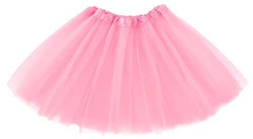 Molain Tutu 3 Layers Top Tulle Skirt Ballet Glitter Sequins Gauze Costume Halloween Christmas Parties Plus Size Ballerina Dance Half Skorts Vintage Prom Dress-up Women () Pink