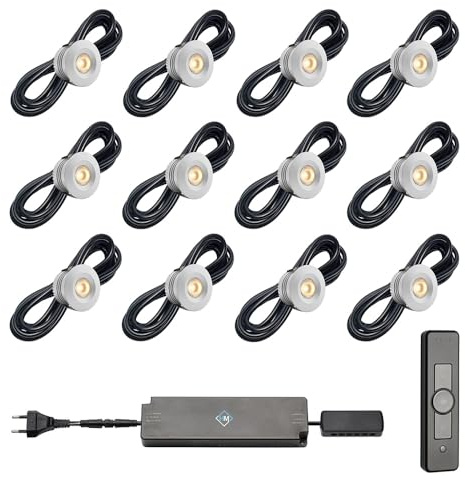 Hamulight LED Einbaustrahler Terrassenüberdachung Sevilla ab mit Fernbedienung | Wintergarten Beleuchtung - Einbauleuchten - Überdachung | 3W - Dimmbar - Warmweiß | Set mit 12 Stück