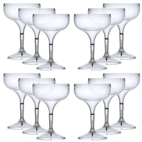 Virtually Glass Quality Reusable Polycarbonate Plastic Coupe Cocktail Glasses Unbreakable (12)