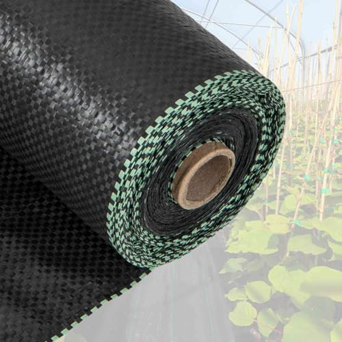 TANGZON 1m x 50m/2m x 25m Weed Fabric Control, Heavy Duty Garden Weed Control Membrane, UV Stabilised Woven Roll Ground Cover for Landscaping Driveway Flower Bed (2mx25m, 60gsm)