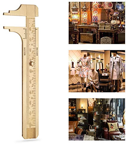 Regla de Calibrador Vernier con Calibre Deslizante de Latón, Escalas Dobles Mm/pulgada, Estilo Vintage, Cómodo de Llevar, Alta Precisión para Uso Diario (-GS02759-02)