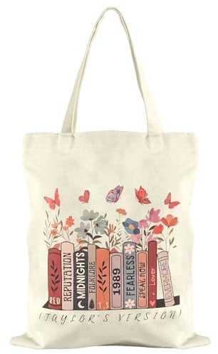 TOPJOWGA Stoffbeutel, Stofftasche, Baumwolltasche Bedruckt, Inspirierte Tragetasche Damen, Baumwolltasche, Einkaufstasche Geschenke Wiederverwendbar, 40x35cm, Einkaufsbeutel