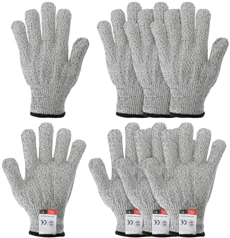 PATIKIL Cut Resistant Gloves, Large, Gray, 4 Pair | Level 5 Protection, Anti Cutting Gloves, for Kitchen Wood Carving Working