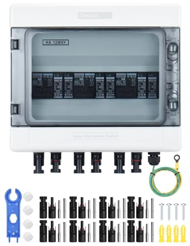 DIHOOL DC überspannungsschutz PV Anlage 3 Strings Solar Anschlusskasten für 3 * 500W Solarmodule Balkonkraftwerk, 40A DC Trennschalter