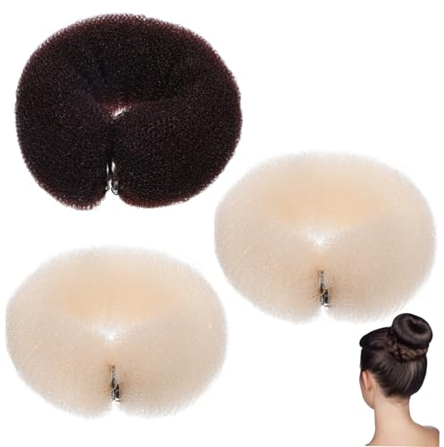 Beatifufu 3pcs Curl Hair Roller Hair Bun Maker Ponytail Holder Nylon Curler Soft Rollers for Diy Styling Donuts Random Color