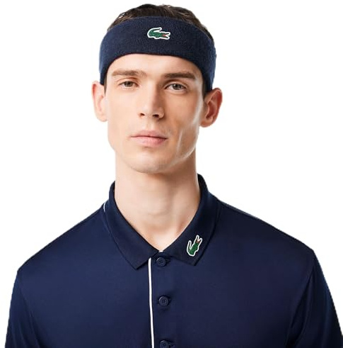 Lacoste Unisex Bouclette Jersey Tennis Headband, One Size, Navy Blue