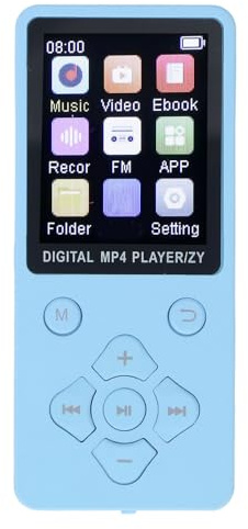 64GB MP3 Player, 1.8 Inch Color Screen Digital Music Player with Bluetooth 5.0, HiFi Portable MP3 Mp4 Player with 64GB Memory Speaker E Book Video for Students Teens (Blue)