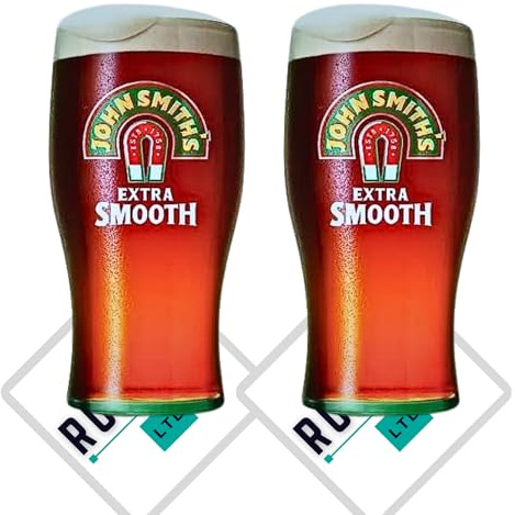 Roxley | John Smiths X2 Beer Lager Pint Glass Glasses | Man Cave | 20oz | Pub Club