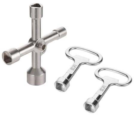 2 Stk Vierkantschlüssel, 4 Wege Multifunktionale Dreikantschlüssel, Universalschlüssel, Kant Schlüssel, Dreikantschlüssel, für Wasser,Strom Stromzähler, Heizkörper, Gaszähler, Aufzüge (3)